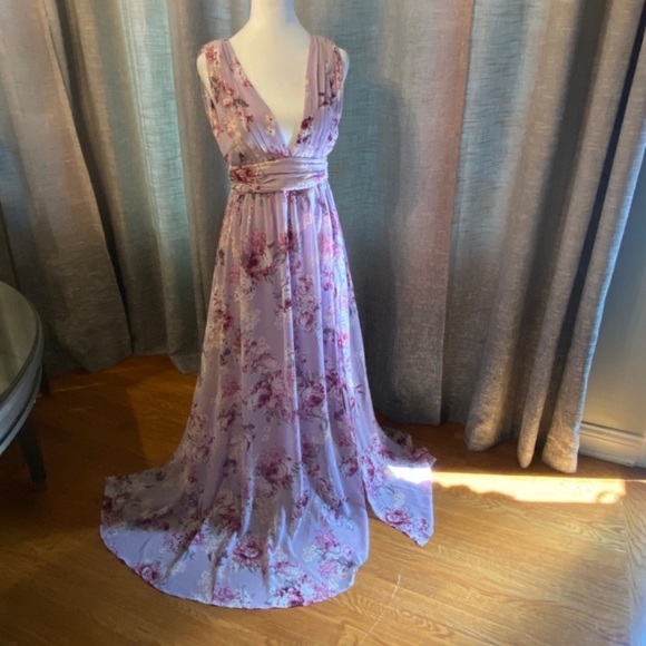 New! Lulu's Garden Meandering Maxi Dress Lavender Floral NWT 21851 - Picture 6 of 16